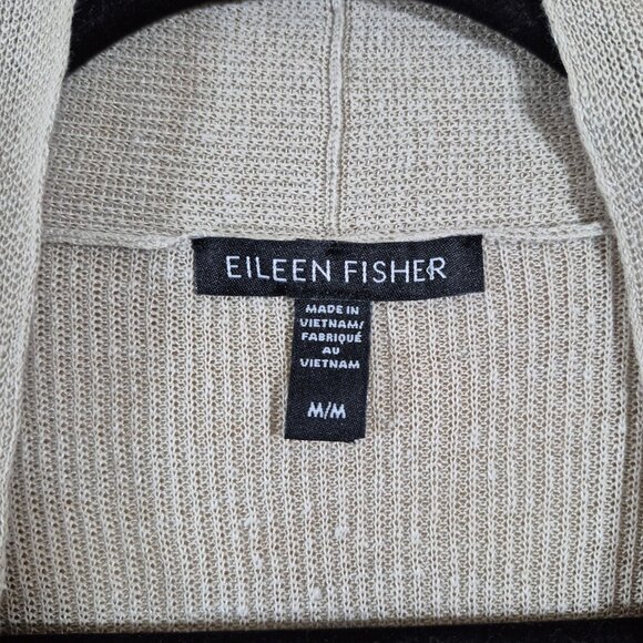 Eileen Fisher Womens Sweater Size M Linen Blend Cardigan Open Front Long Sleeve - Picture 4 of 6